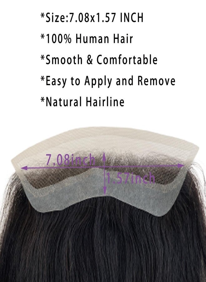 Voloria Men Forehead Hairline Toupee HD Invisible Lace Hairline Lace front Skin PU Back Man Hairpieces Frontal Hair Topper for Receding Replacement Systems (7.08x1.57INCH, Natural Black Color) - Image 5